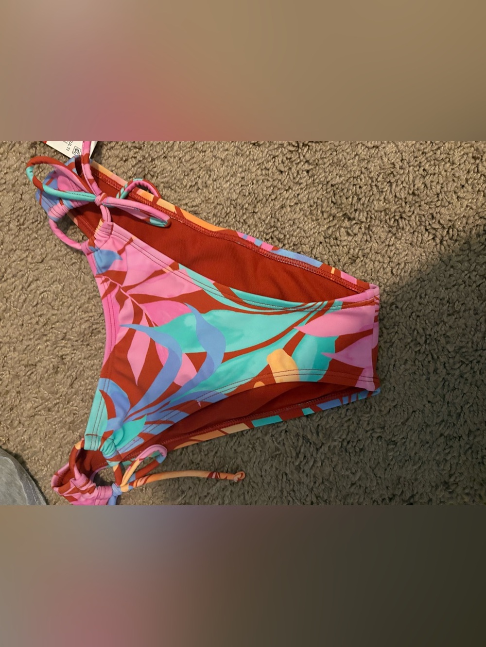 Salt + Cove Multicolor Tropical Print Bikini Bottoms - Red, Pink, Teal, Orange